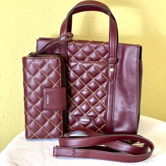 FOSSIL💥NEW GREAT FINDINGS💥Kingston Cowhide Leather Satchel & Wallet - Picture 15 of 15